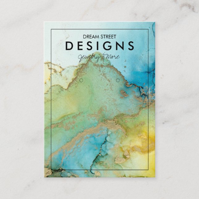 Carte d'affichage Vert Aquarelle Or tendance (Devant)