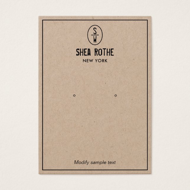 Carte d'affichage vintage Monogramme Kraft (Devant)