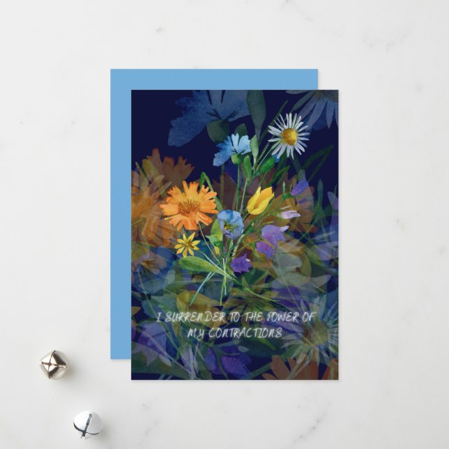 Carte d'affirmation de naissance avec fleurs (Devant/Arrière en situation)