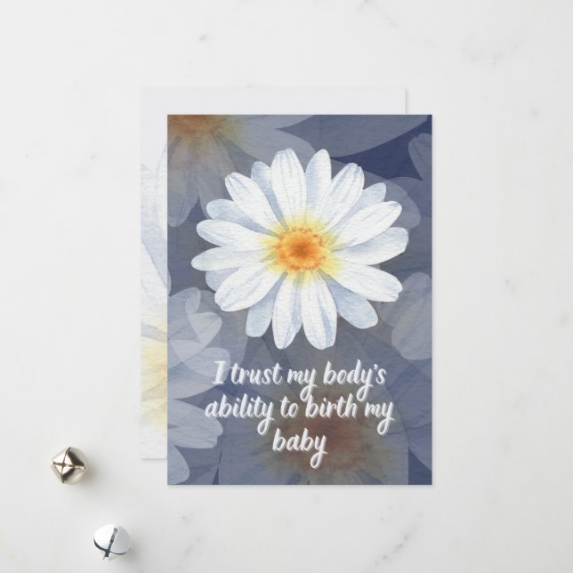 Carte d'affirmation de naissance avec fleurs (Devant/Arrière en situation)