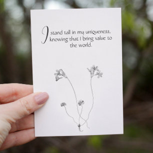 Carte d'Affirmation Personnalisable Floral Minimal
