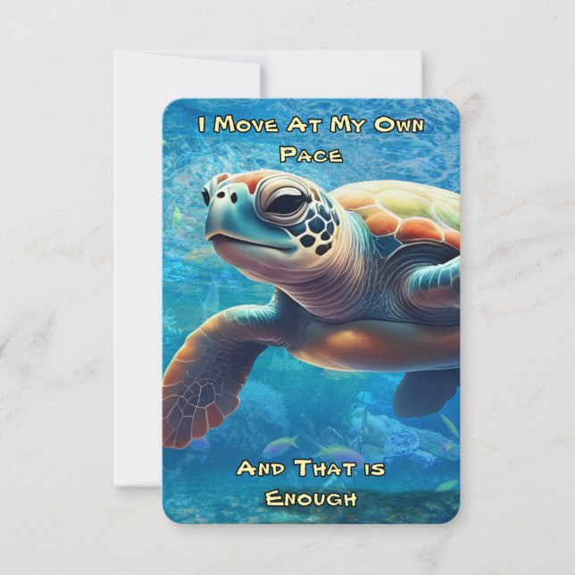 Carte d'affirmation quotidienne de la tortue de me (Devant)