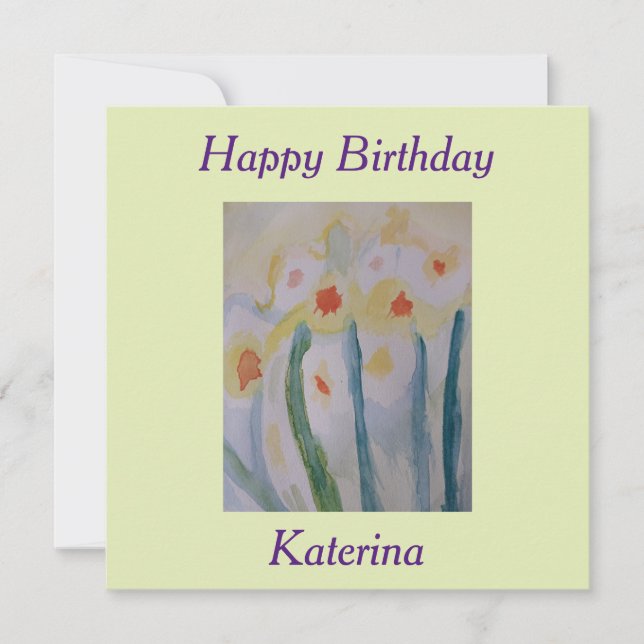 Carte Daffodiles Abstraits Appartement d'anniversaire (Devant)