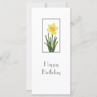 Carte Daffodique Aquarelle, Stylo Et Encre