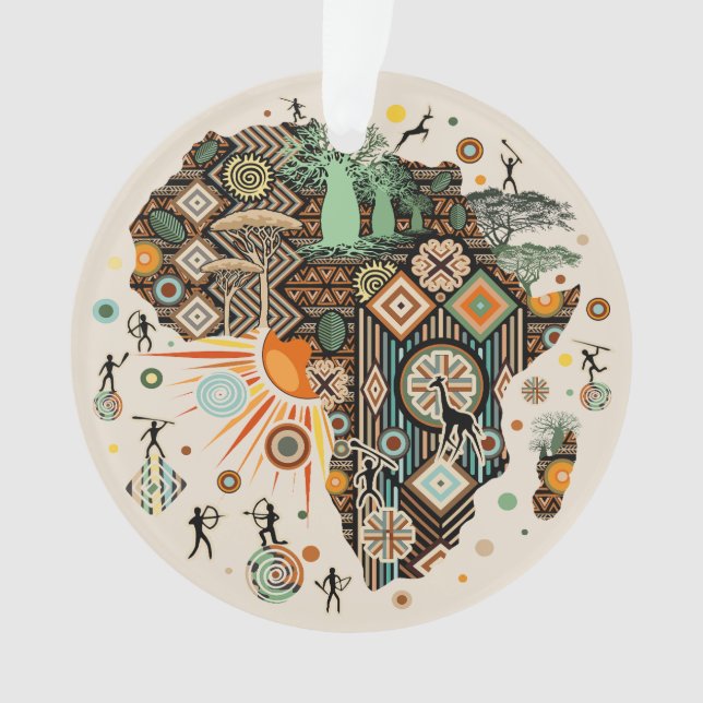 Carte d'Afrique Éléments Tribaux Décoratifs Motif (devant)