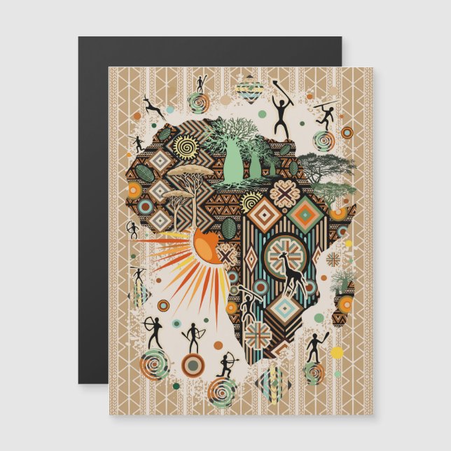 Carte d'Afrique Éléments Tribaux Décoratifs Motif (Devant / Derrière)