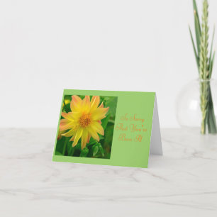 CARTE DAHLIA/DÉSOLÉ VOUS ÊTES MAL/JAUNE ET ORANGE DAHLIA