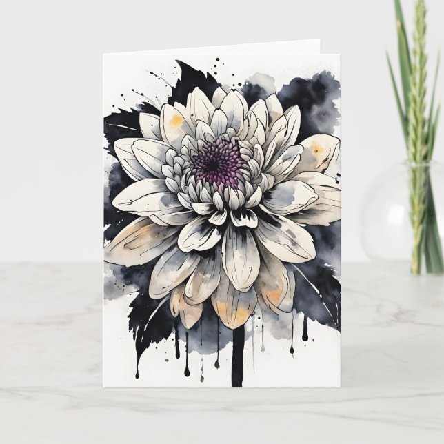 Carte Dahlia - Fleurs aquarelle (Devant)
