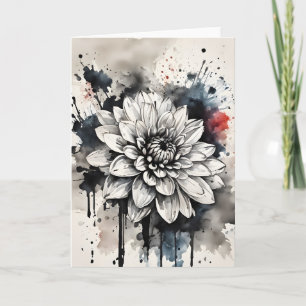 Carte Dahlia - Fleurs aquarelles