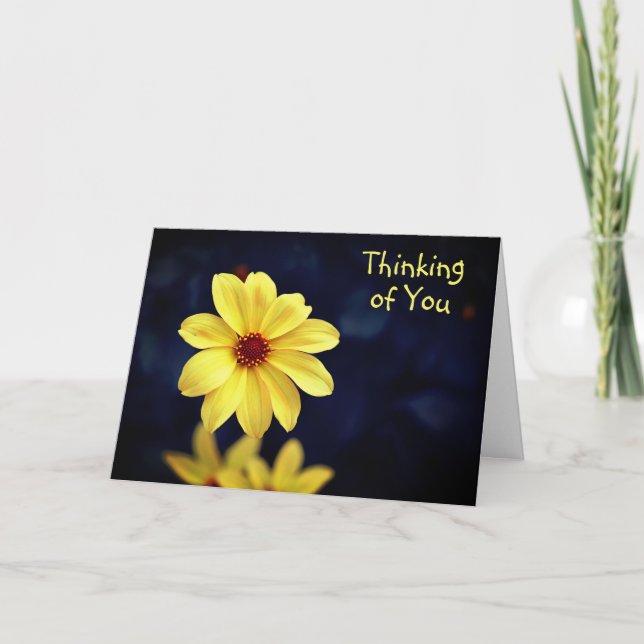 Carte Dahlia Jaune Élégante Fleur Pensée de Vous (Devant)
