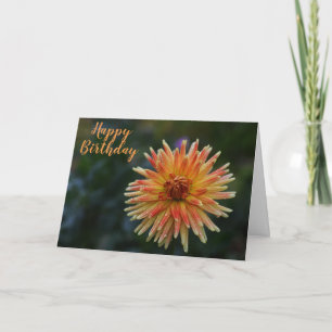Carte Dahlia jaune et orange Joyeux Anniversaire