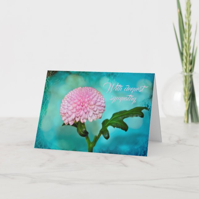 Carte Dahlia pompon  -  Avec mes plus sincères condoléan (Devant)