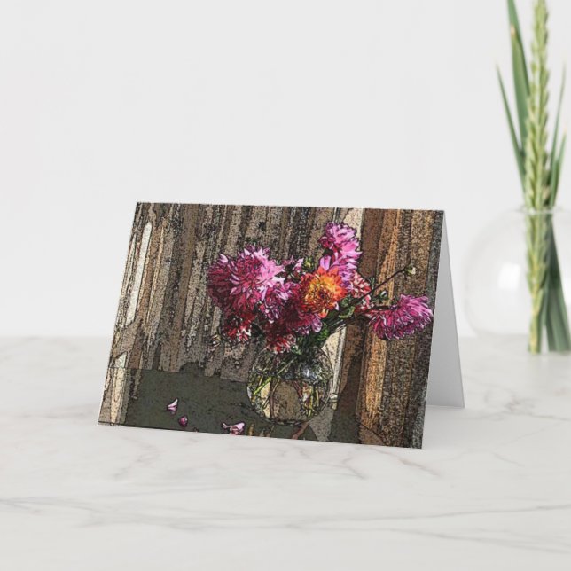 Carte Dahlias dans la fenêtre (Devant)