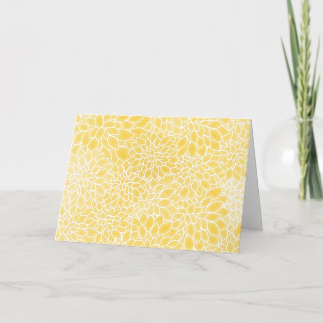 Carte Dahlias jaune pastel (Devant)