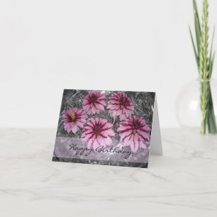 Carte Dahlias roses voeux d'anniversaire