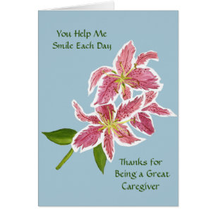 Carte d'aidant avec Stargazer Lilies