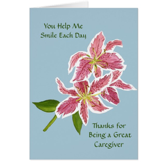 Carte d'aidant avec Stargazer Lilies (Devant)