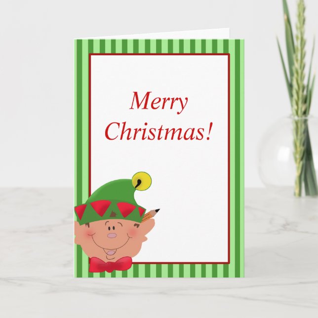 Carte d'aide d'ELF Père Noël de Noël de vacances (Devant)
