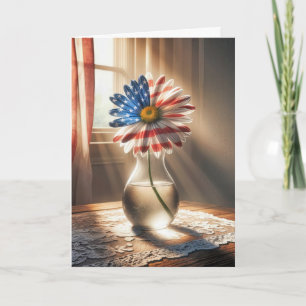 Carte Daisée Drapeau Américain Anniversaire En Poutres D