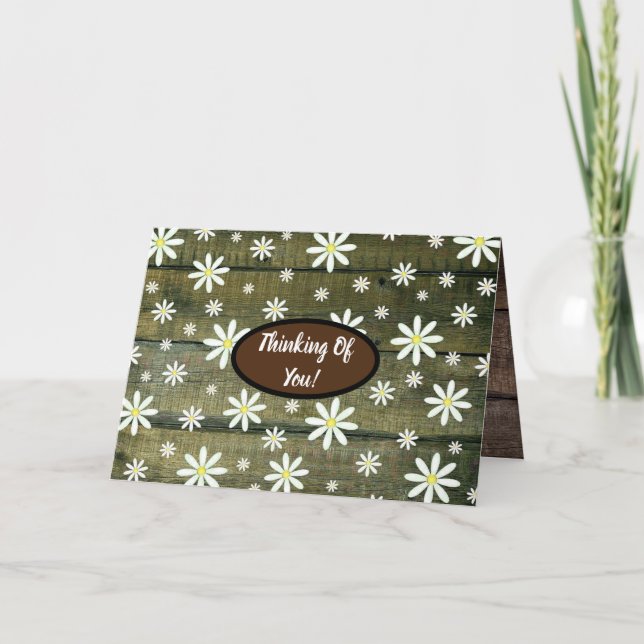Carte Daisis Rustique Barne Planche Daisy Flower (Devant)