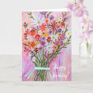 Carte Daisy Bouquet HEUREUX ANNIVERSAIRE Customisez-le !