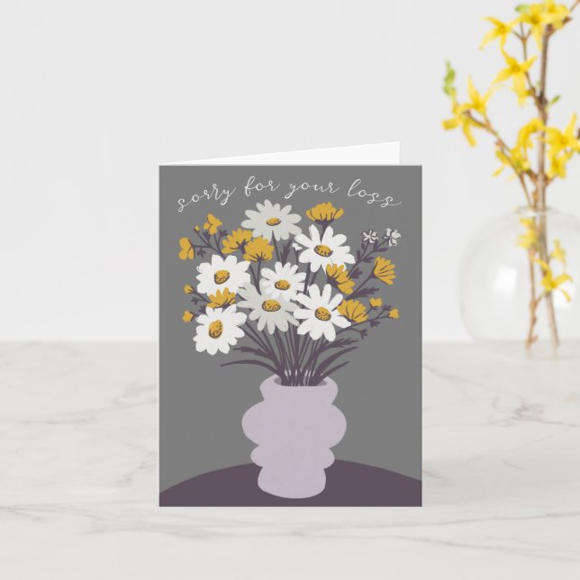 Carte Daisy Bouquet Vase Condoléances Désolé pour la per (Fleur jaune)