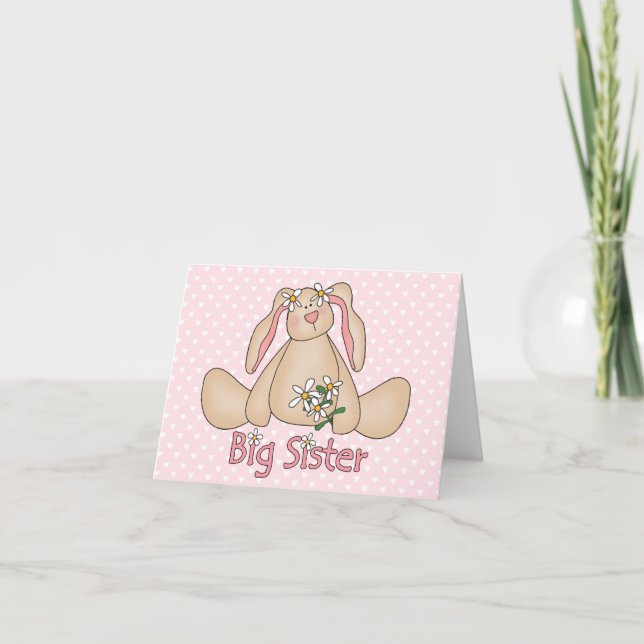 Carte Daisy Bunny Big Sister Blank Card (Devant)