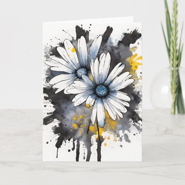 Carte Daisy - Fleurs à l'aquarelle (Devant)