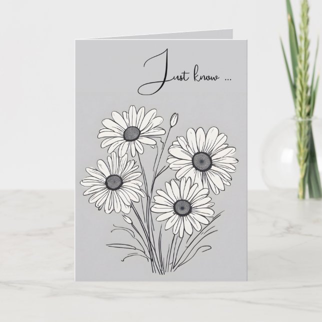 Carte Daisy Sketch On Grey Thinking of You (Devant)