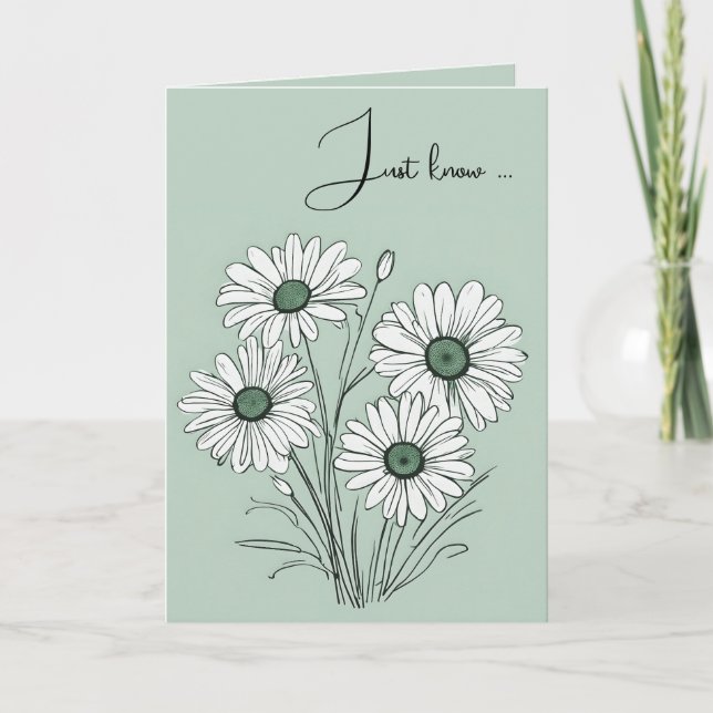 Carte Daisy Sketch sur la pensée verte de vous (Devant)