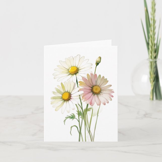 Carte Daisy Watercolor Flower Moderne Professionnel (Devant)