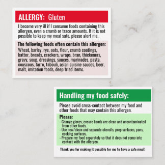 Carte d'allergie de restaurant allergie allergique