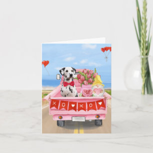 Carte Dalmatian Chien Saint-Valentin Camion Cœurs