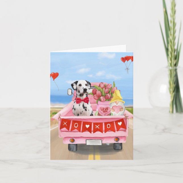 Carte Dalmatian Chien Saint-Valentin Camion Cœurs (Devant)