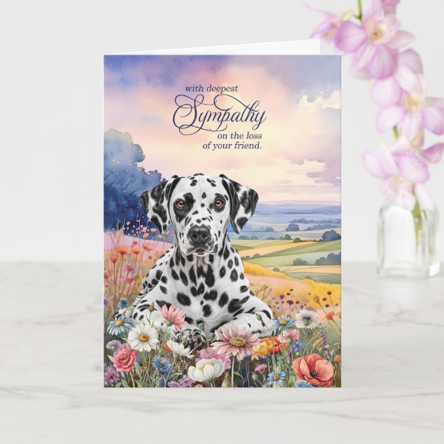 Carte Dalmatian Dog with Wildflowers Pet Sympathy (Orchidée)