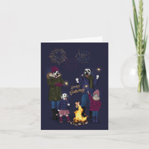 Carte Dalmatie et chat Famille Feu d'artifice Bonfire Nu