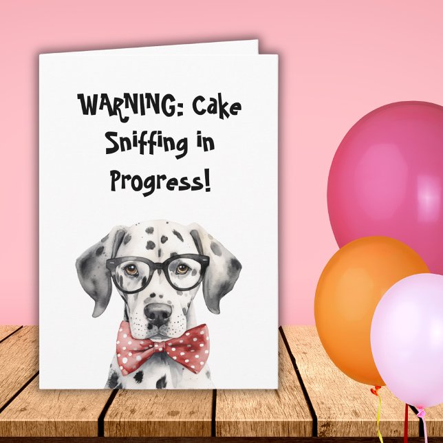 Carte Dalmatien drôle mignon qui regarde Anniversaire pl (Créateur téléchargé)