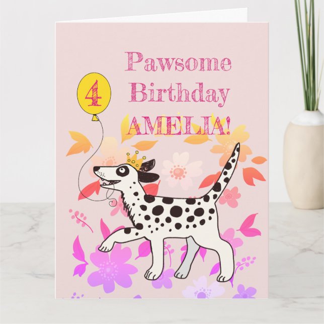 Carte Dalmatien souhaite un anniversaire pawsome (Devant)