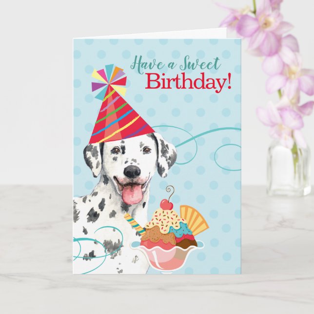 Carte Dalmatienne d'anniversaire douce (Orchidée)
