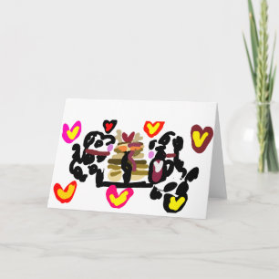 Carte Dalmatiens mangeant des crêpes à la Saint-Valentin