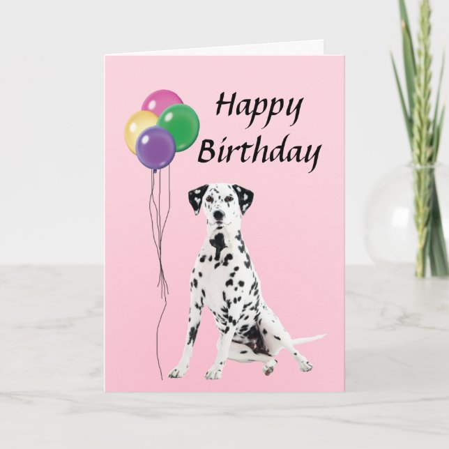 Carte Dalmation avec le joyeux anniversaire de ballons (Devant)