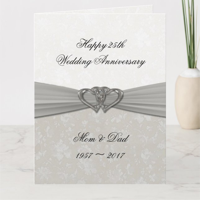 Carte Damask 25e anniversaire de Mariage 8,5x11 (Devant)