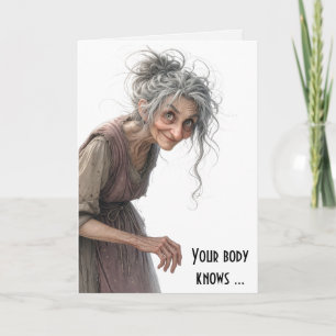 Carte Dame âgée d'anniversaire en robe délavée