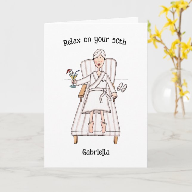 Carte Dame Anniversaire Spa (Fleur jaune)