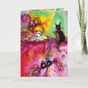 CARTE DAME AVEC CHAT NOIR