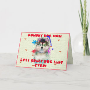 Carte Dame Chien Fou Chien Personnalisé Pomsky Mam