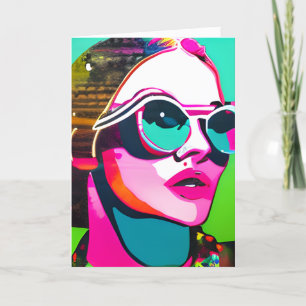 Carte Dame cool en lunettes de soleil Art Abstrait color