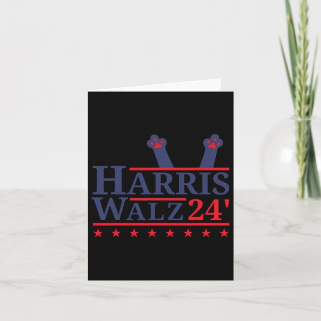 Carte Dame de chat sans enfant pour Kamala Harris Tim Wh (Devant)