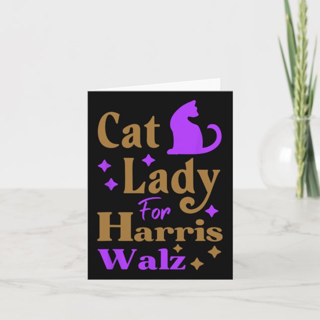 Carte Dame de chat sans enfant pour Kamala Harris Tim Wh (Devant)