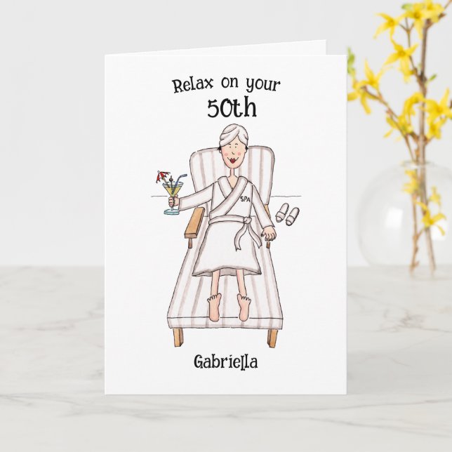Carte Dame de jour de spa Anniversaire (Fleur jaune)
